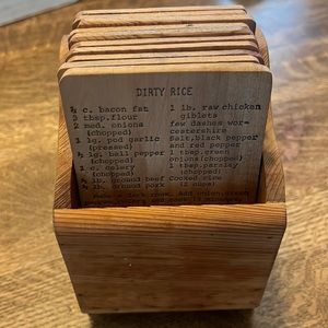 Vintage Wooden Recipe Cards & Holder